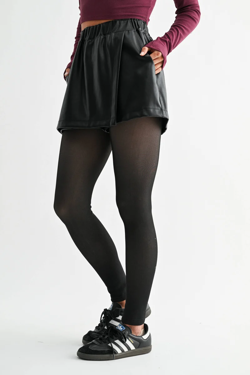 Faux Leather Skort