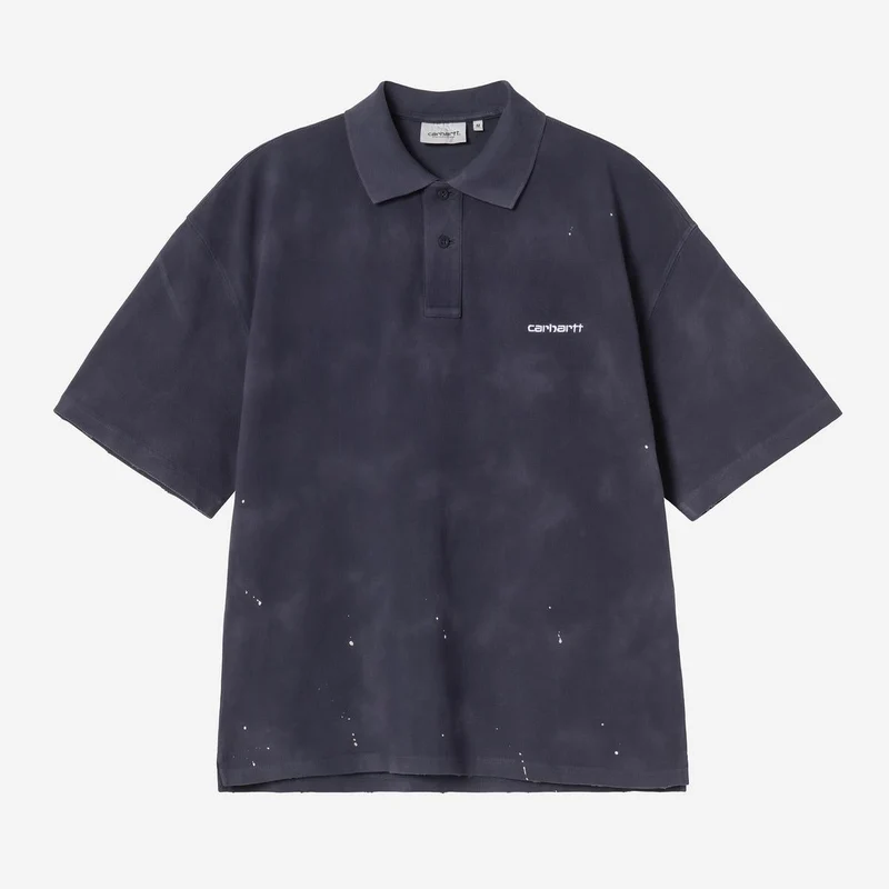 Carhartt WIP Herr Painter Pikétröja | Mörkblå Destroy Wash Splatter