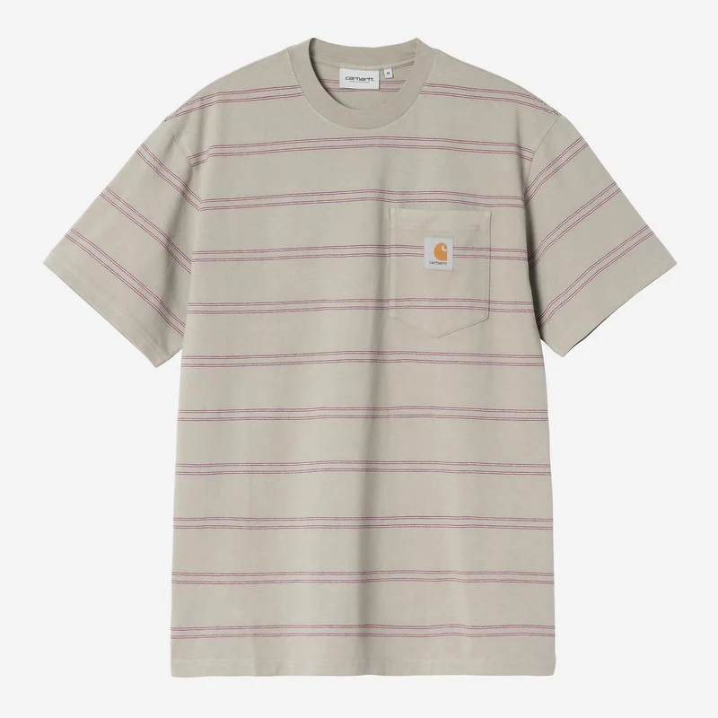 Carhartt WIP Herr Bert randig fickt-t-shirt | Skuggig grön Havana plaggfärgad