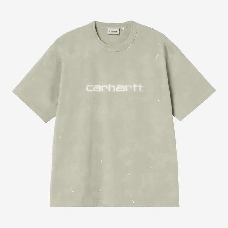 Carhartt WIP Herr Målar-T-shirt | Skuggig Grön Destroy Wash Splatter