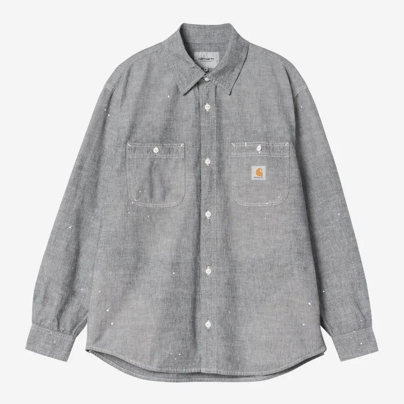 Carhartt WIP Målarskjorta herr | Svart sliten begagnad stänk