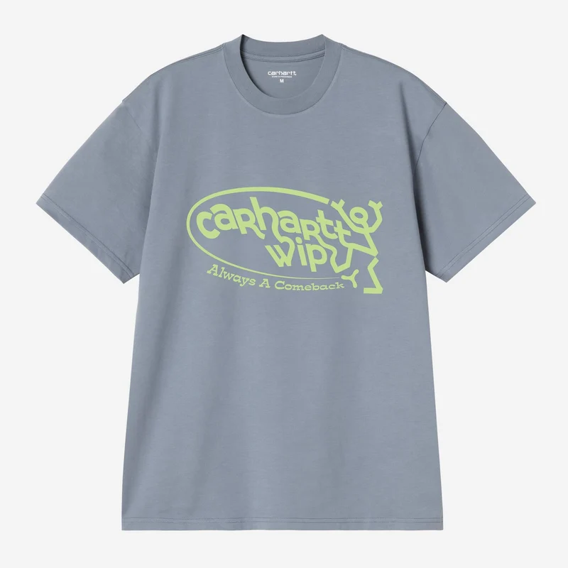 Carhartt WIP Herr-T-shirt med texten "Always a Come Back" | Skuggig blå