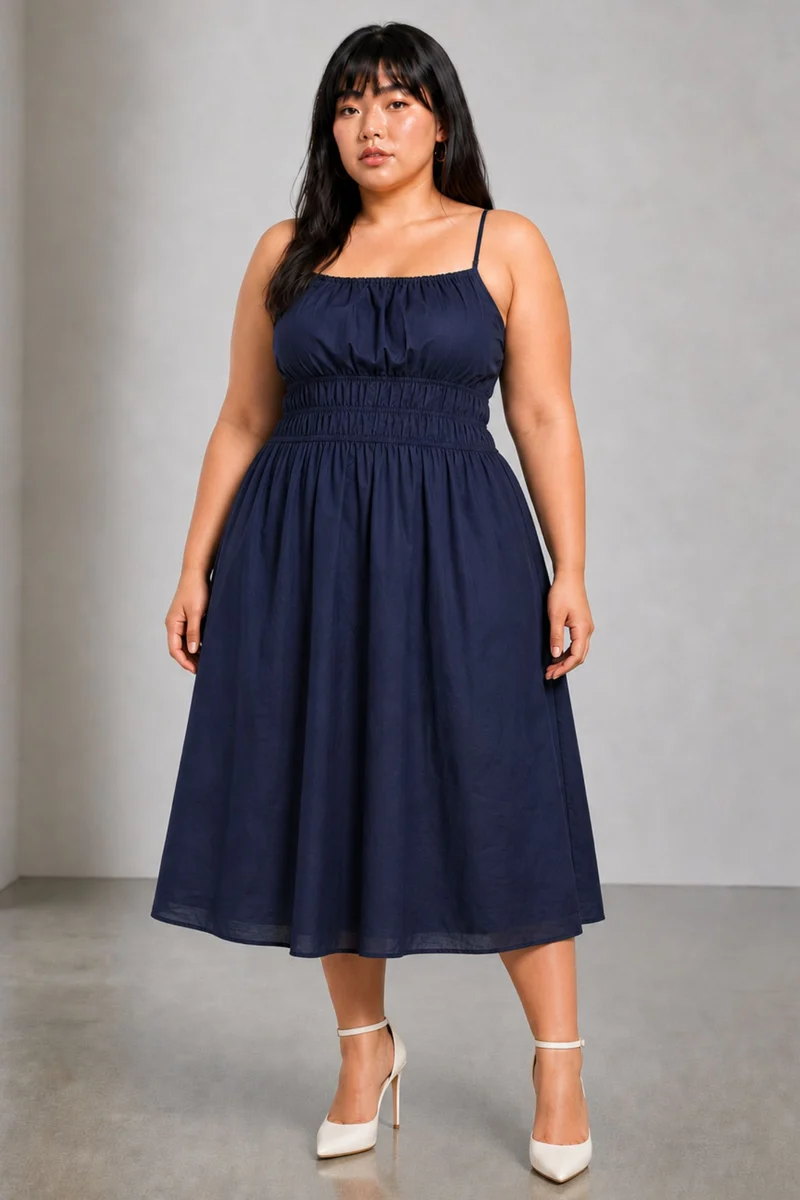 Dovra|Cotton Fit And Flare Midi Dress