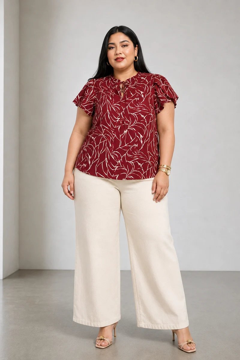 Rilva|Cotton Tie Up Ruffle Top