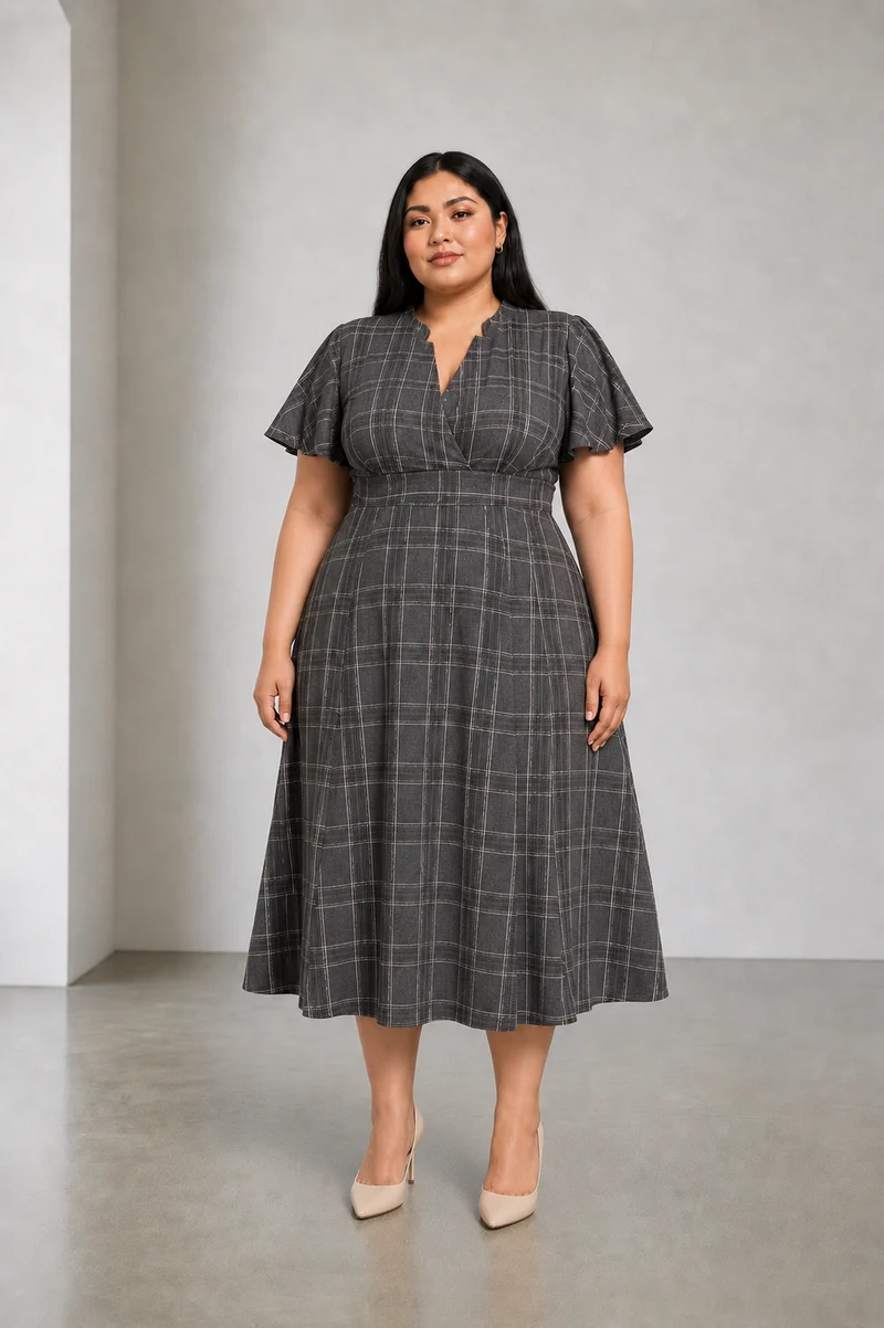 Tessia|Cotton Fit Flared Midi Dress