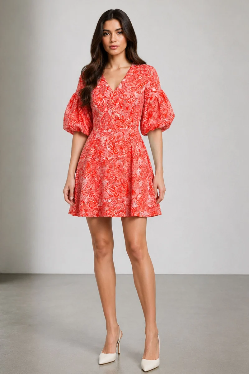 Pavo|Cinched Waist Cotton Mini Dress