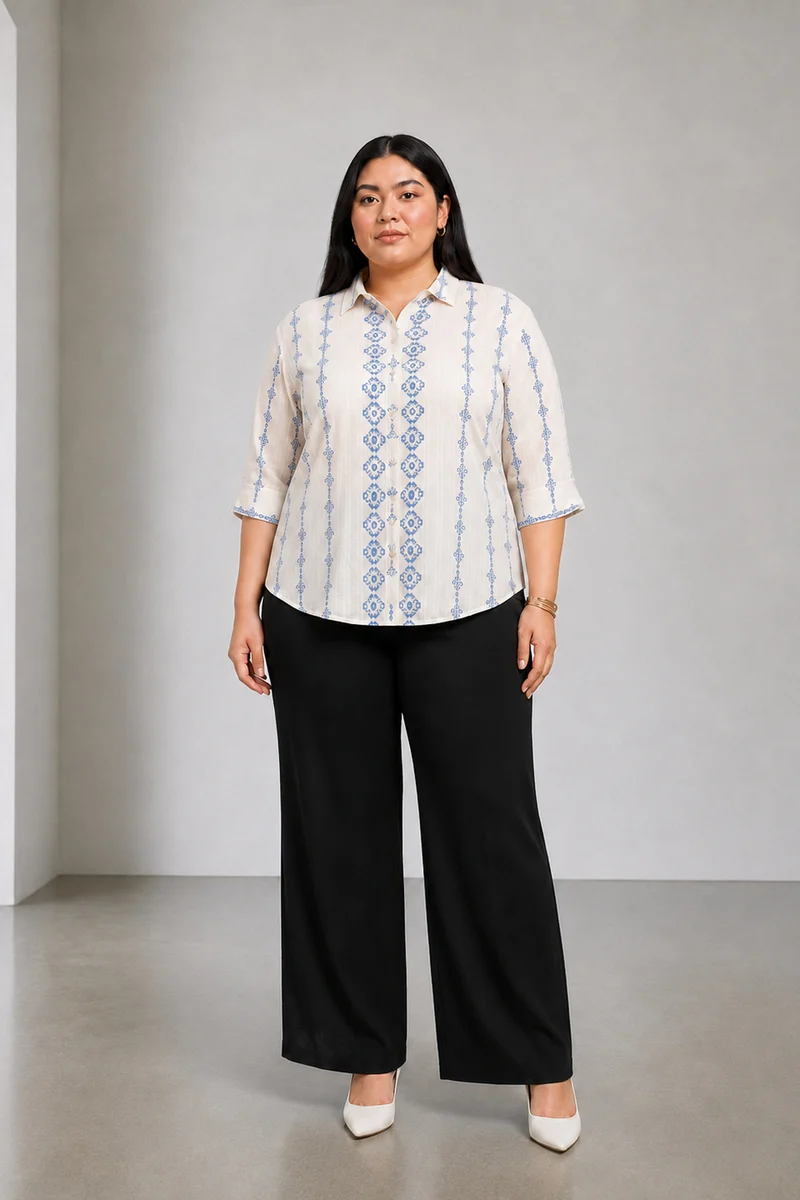 Avier|Cotton Dobby Relaxed Fit Pocket Detail Shirt