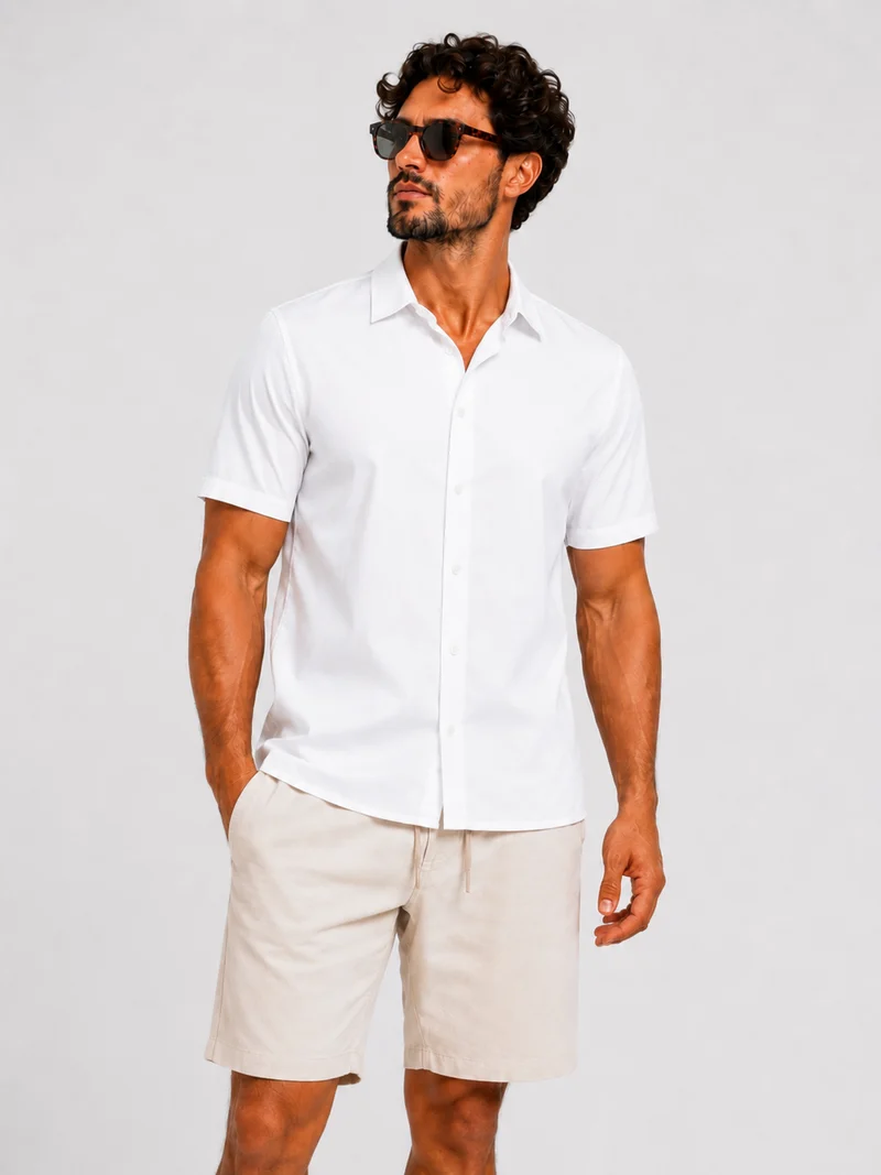 Shirt super stretch short sleeve white
