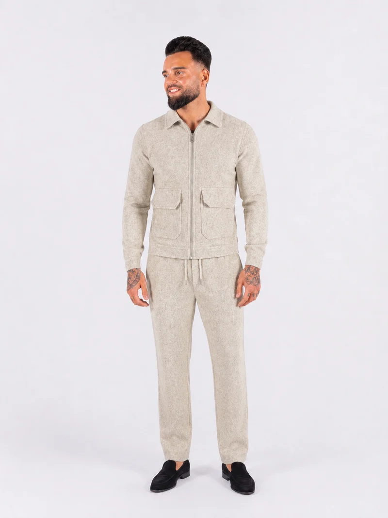 Two piece set pantalon & jacket beige