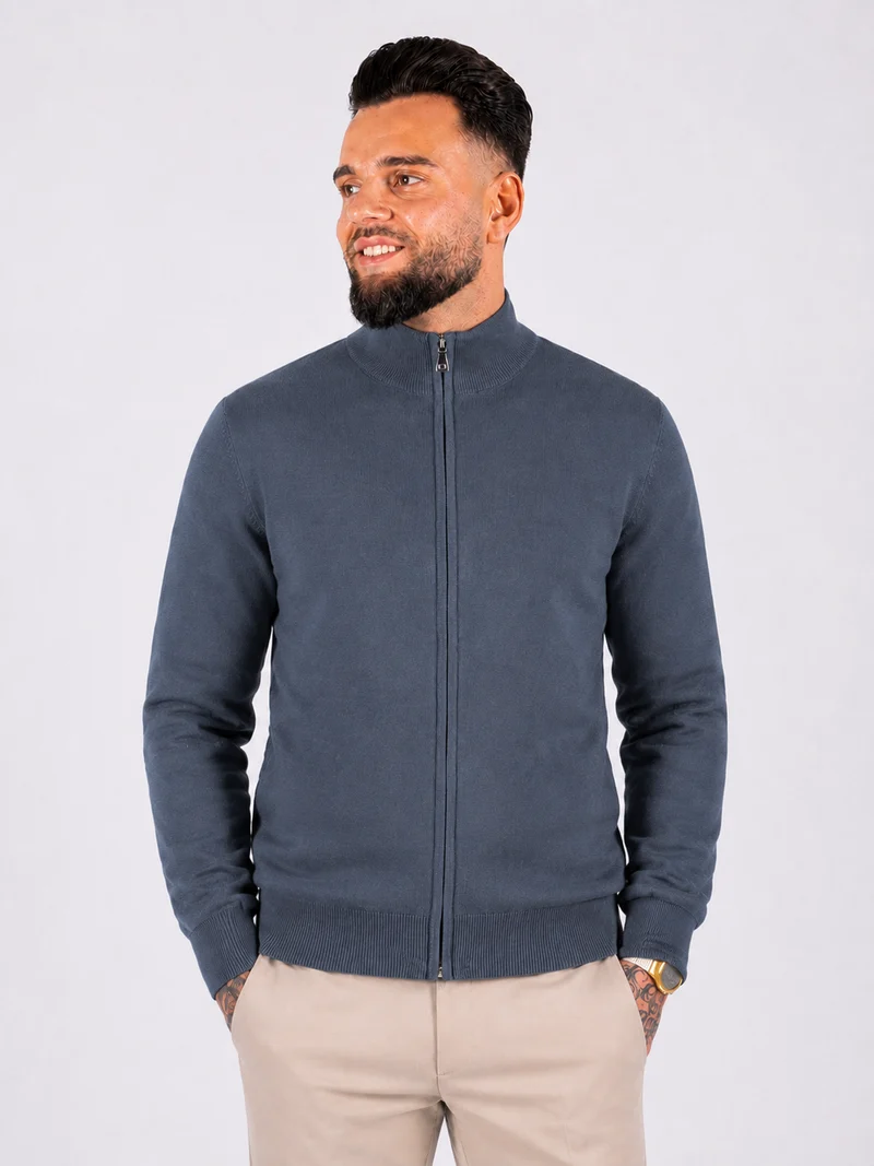 Vest zipper knitwear blue grey