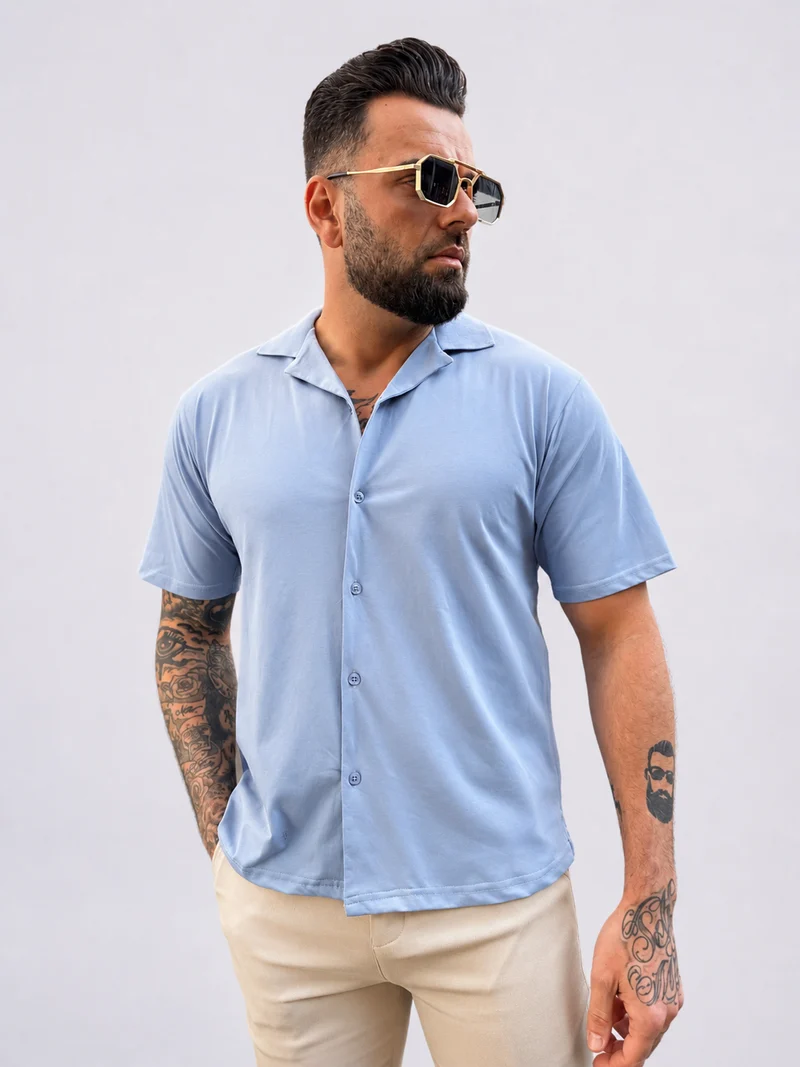 Shirt short sleeve light blue