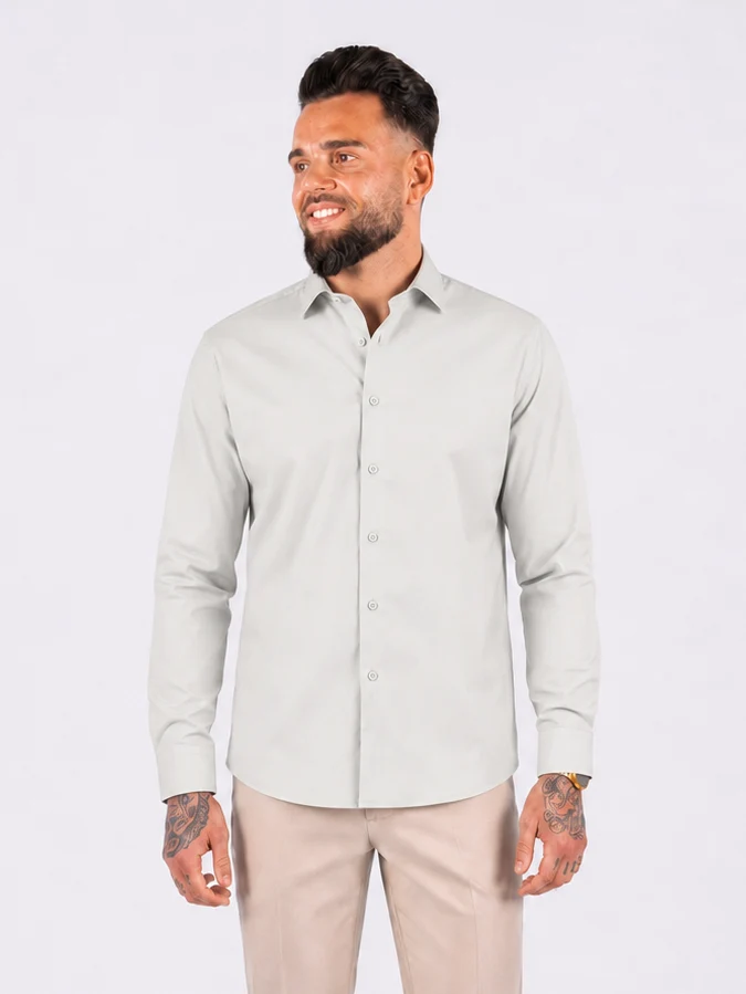 Overhemd Havana stretch light grey