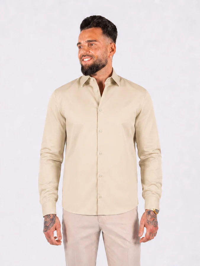 Overhemd Havana stretch light brown