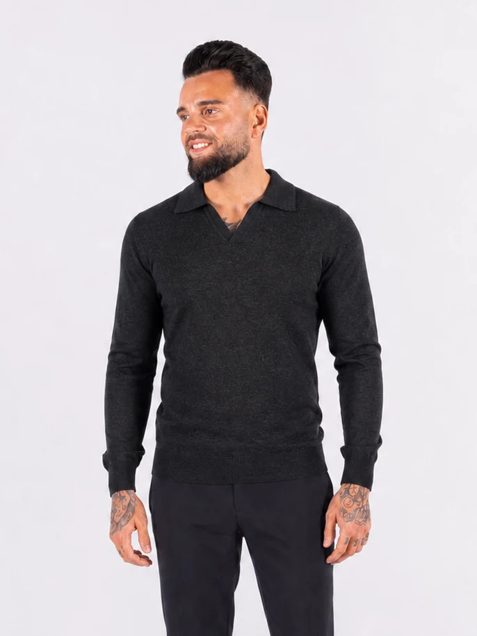 Polo Knitwear Long Sleeve Dark Grey