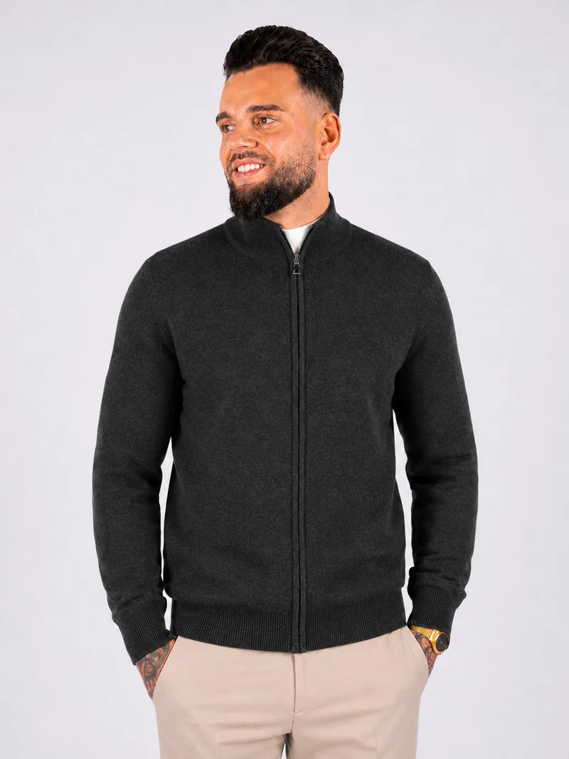 Vest zipper knitwear dark grey