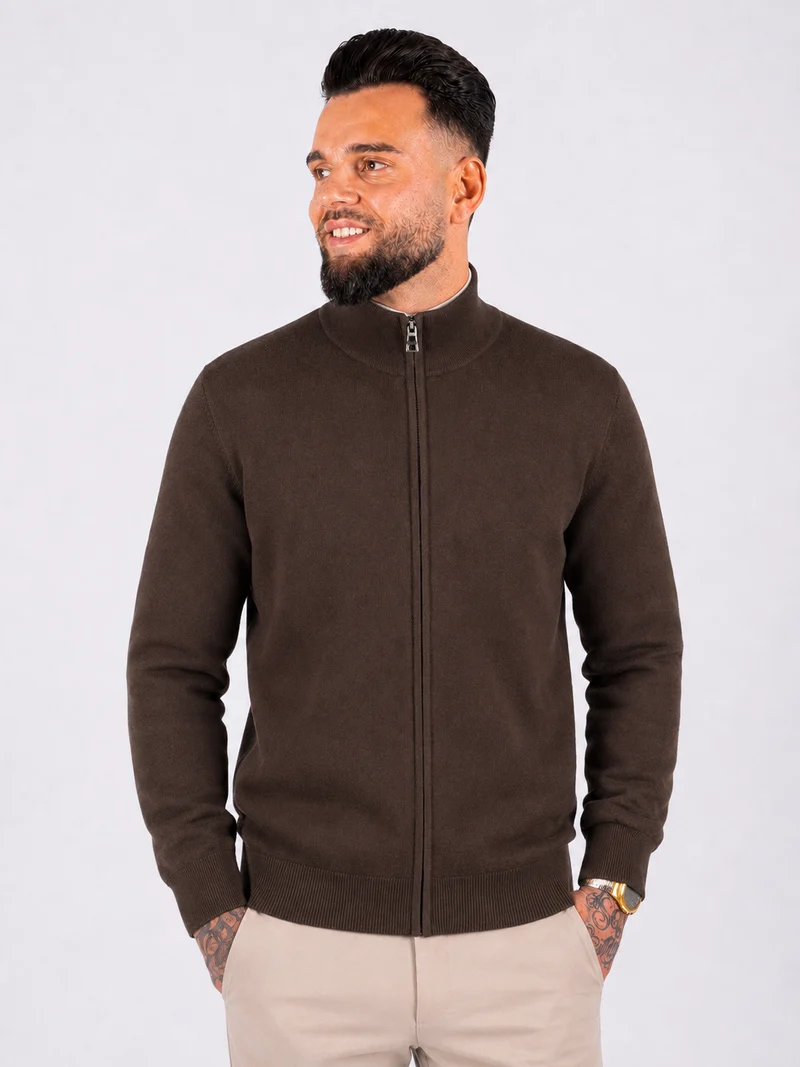 Vest zipper knitwear brown