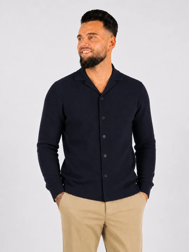 Terry shirt long sleeve navy blue