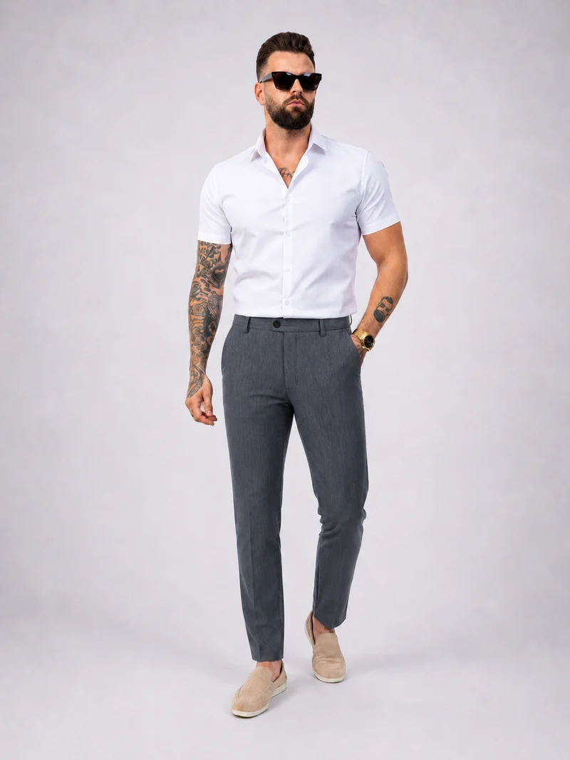 Pantalon chic straight fit dark grey