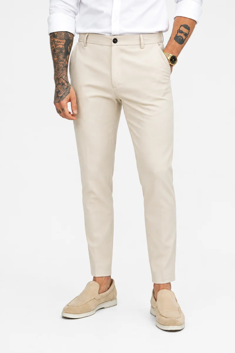 Pantalon chic straight fit beige