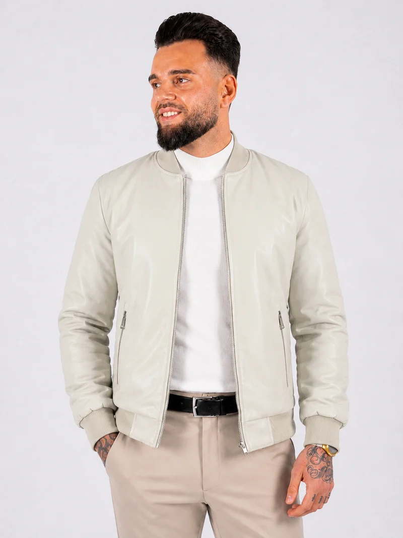 Leather jacket bomber off white