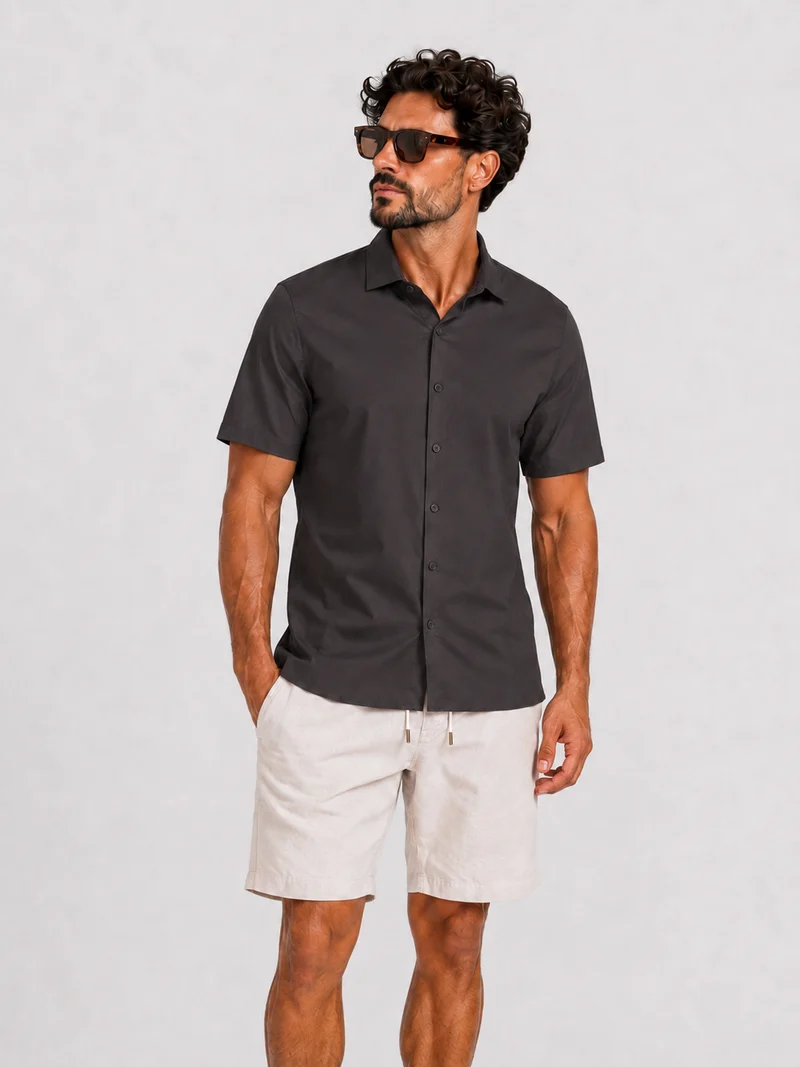 Shirt super stretch short sleeve grey