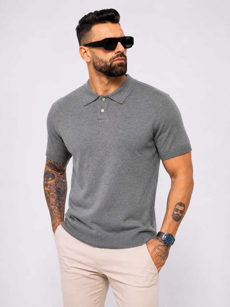 Polo knitwear short sleeve grey
