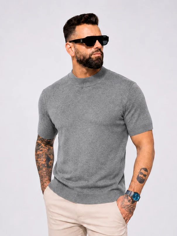 Turtleneck knitwear short sleeve grey