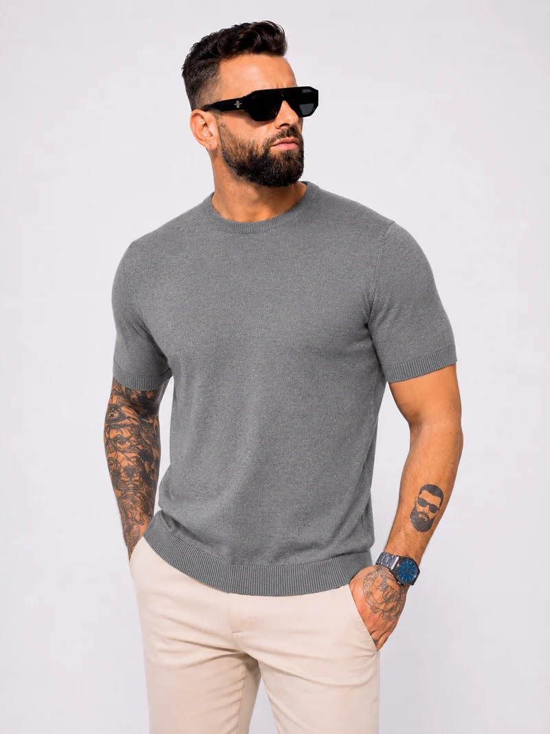 T-shirt knitwear short sleeve grey