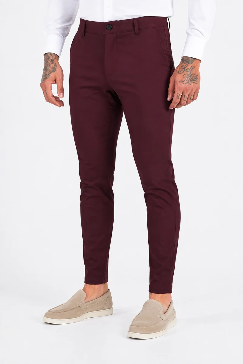 Super stretch pantalon bordeaux