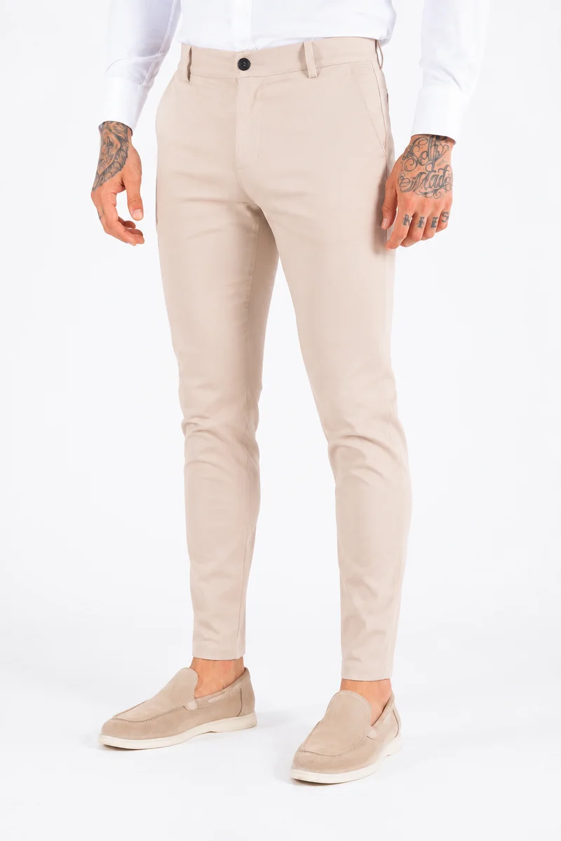 Super stretch pantalon beige