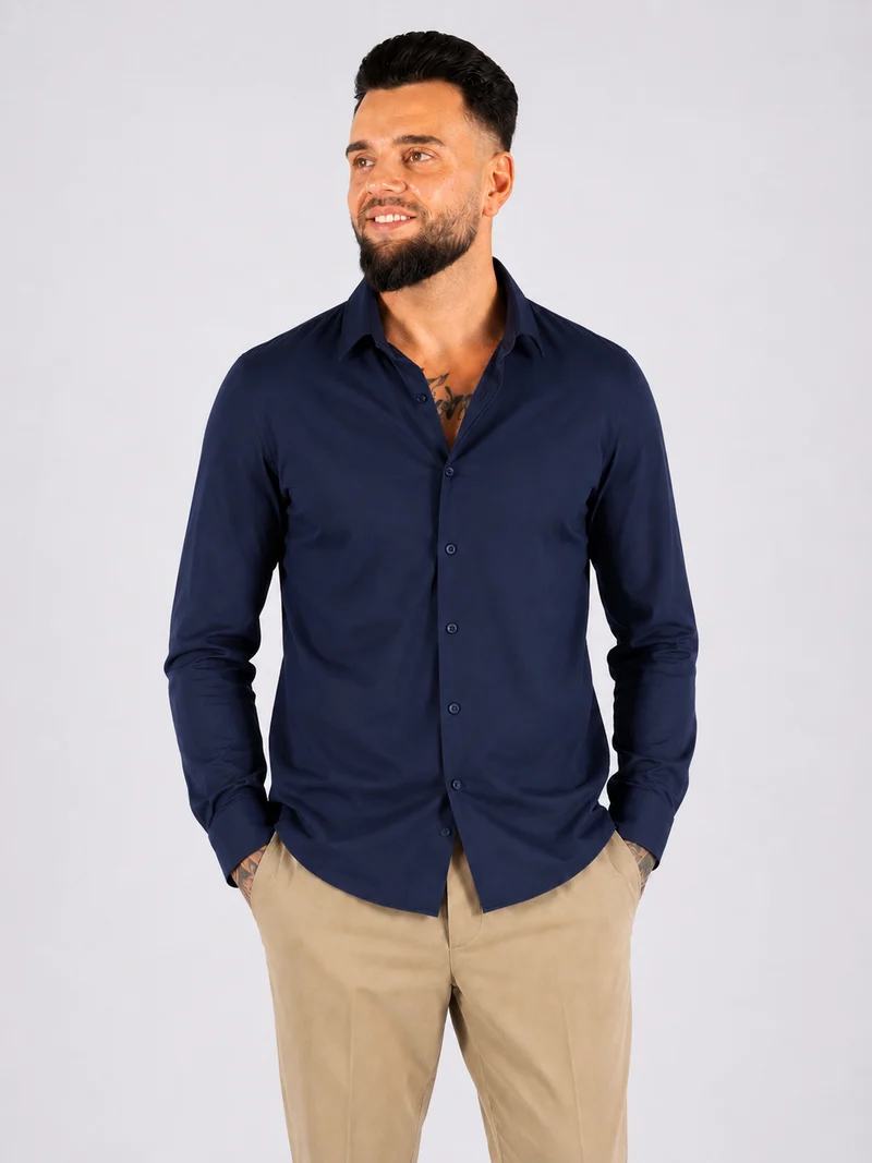 Overhemd Frankie slim fit donker blauw