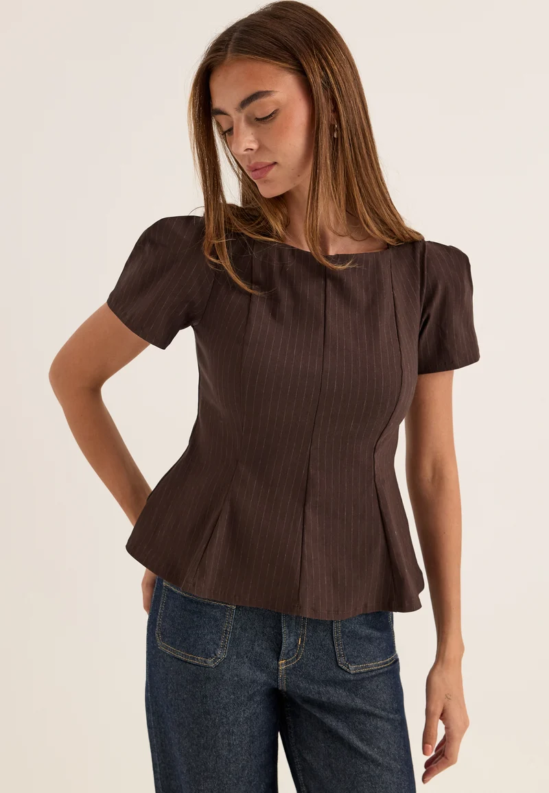 Pinstripe Peplum Top