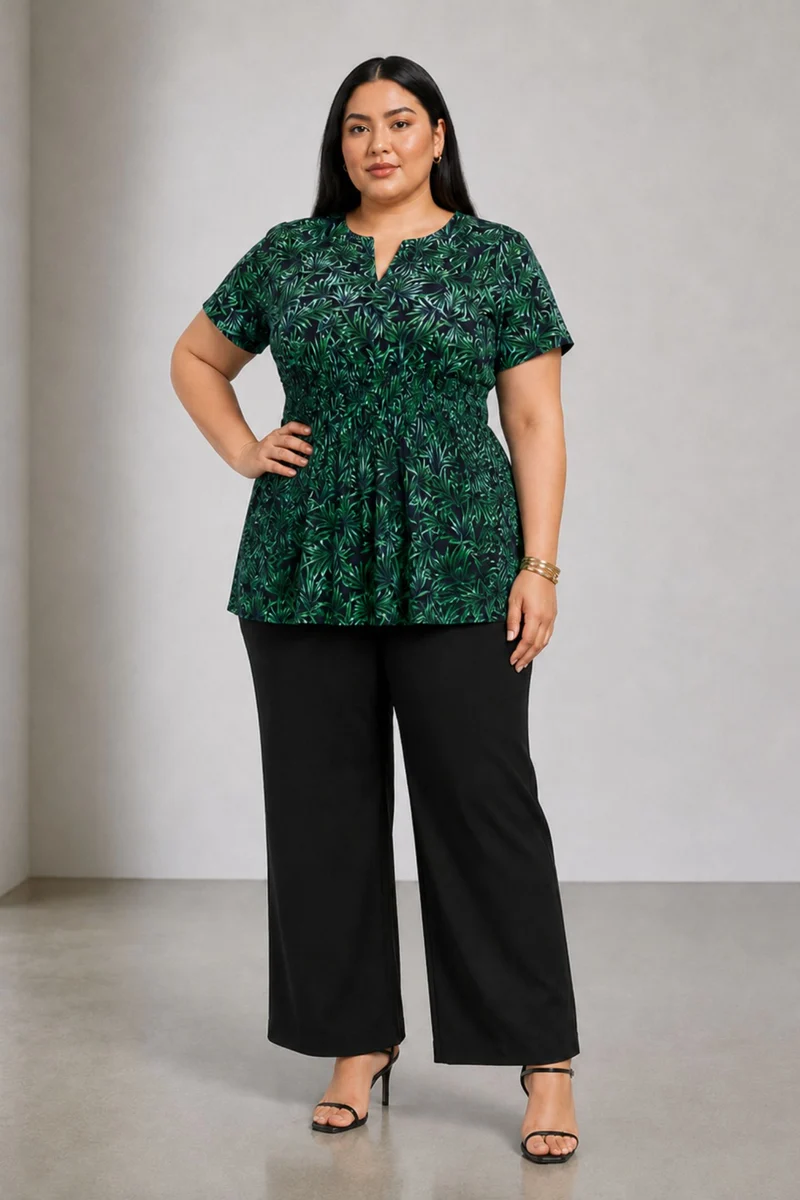 Aural|Viscose Fitted Waist Peplum Top