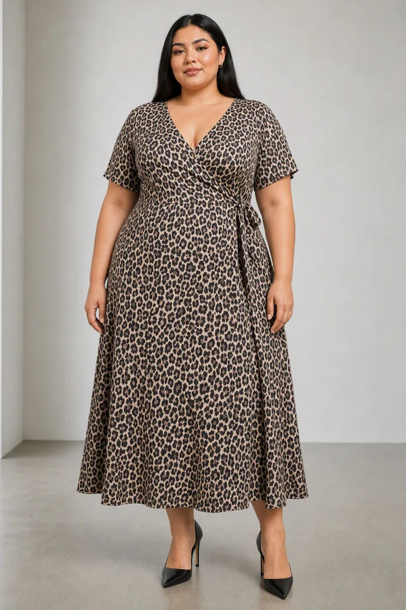 Ruelle|Viscose Midi Wrap Dress