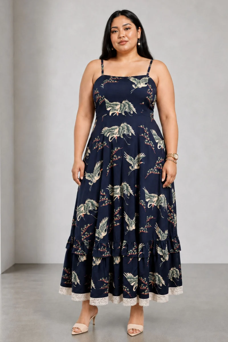 Brelle|Viscose Fit Flare Maxi Dress
