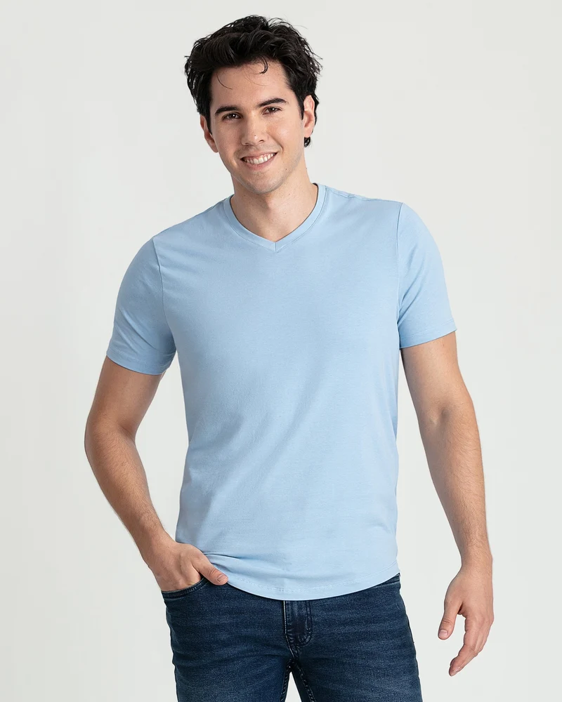 Organic V-Neck T-Shirt (Slim Fit) / Light Blue