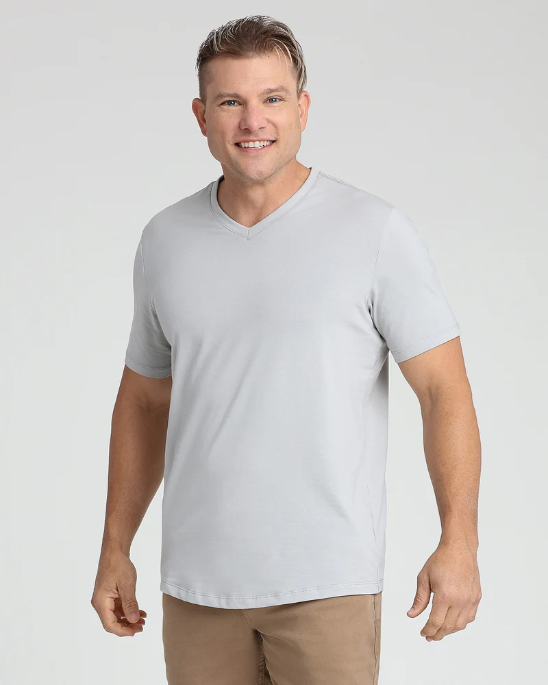 Organic V-Neck T-Shirt (Slim Fit) / Light Grey