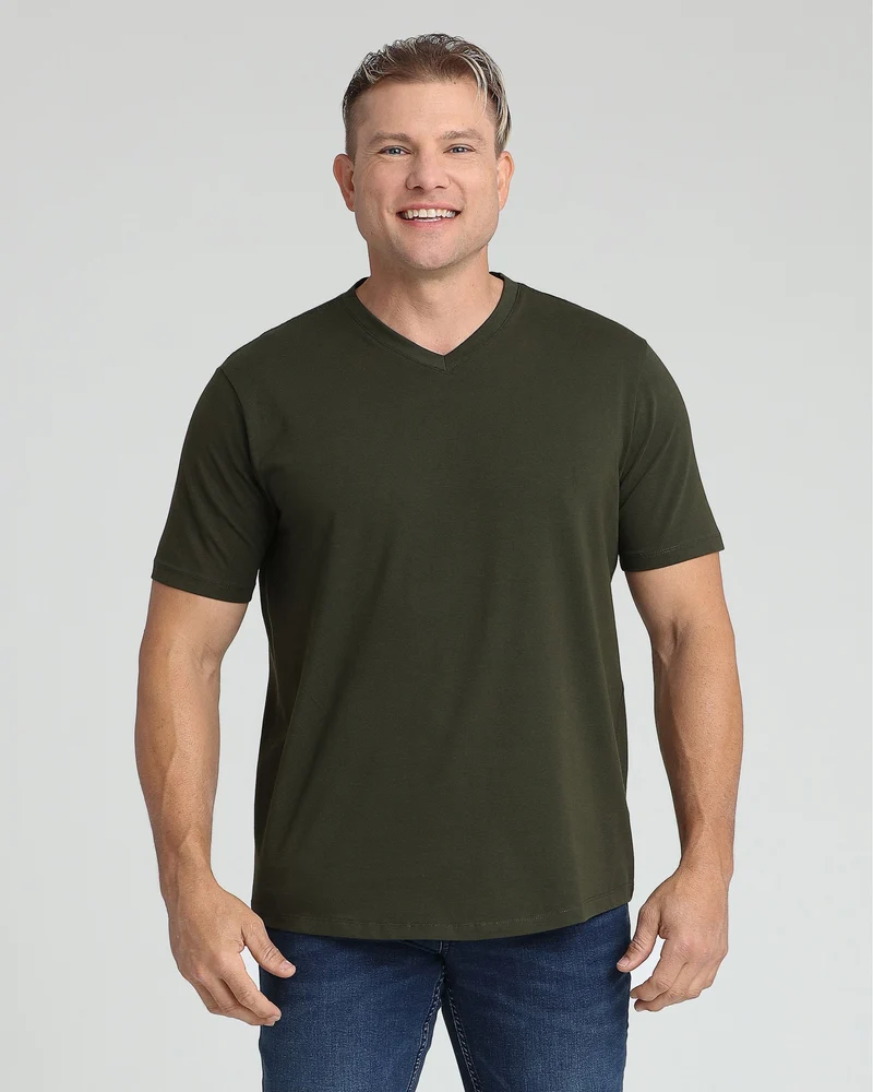 Organic V-Neck T-Shirt (Slim Fit) / Olive