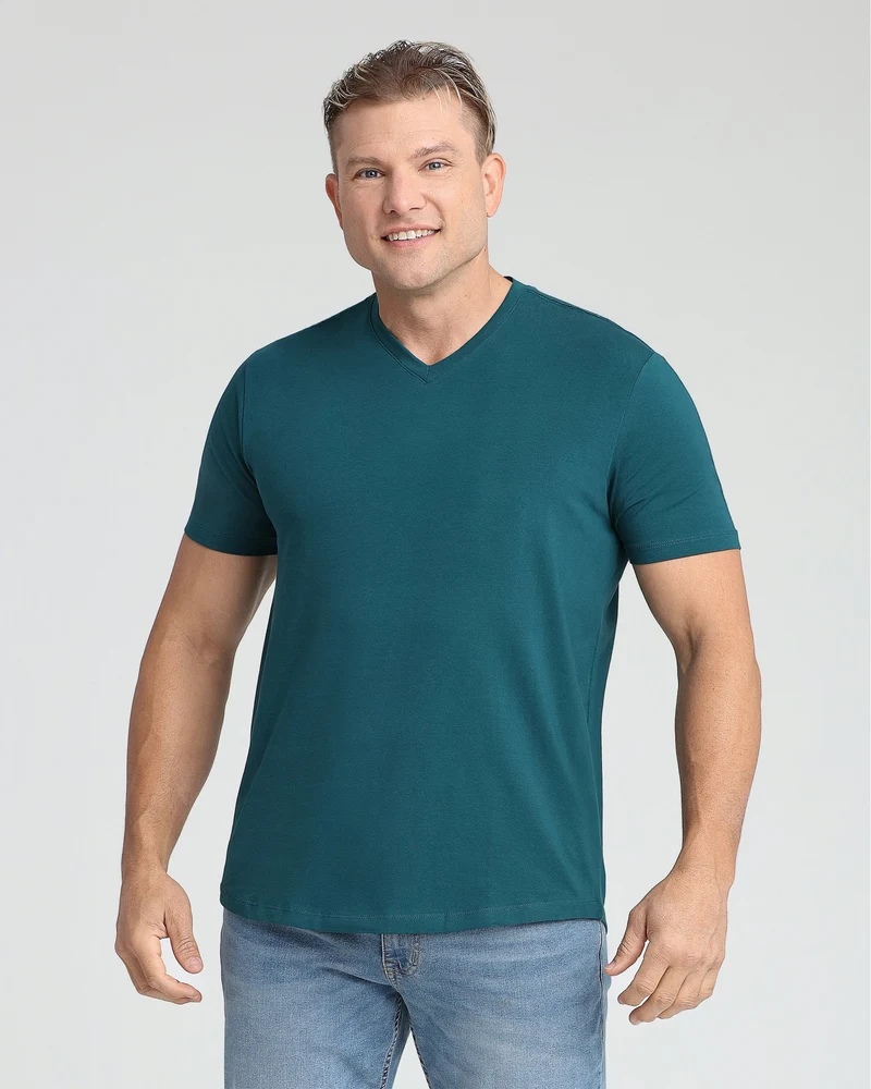 Organic V-Neck T-Shirt (Slim Fit) / Teal