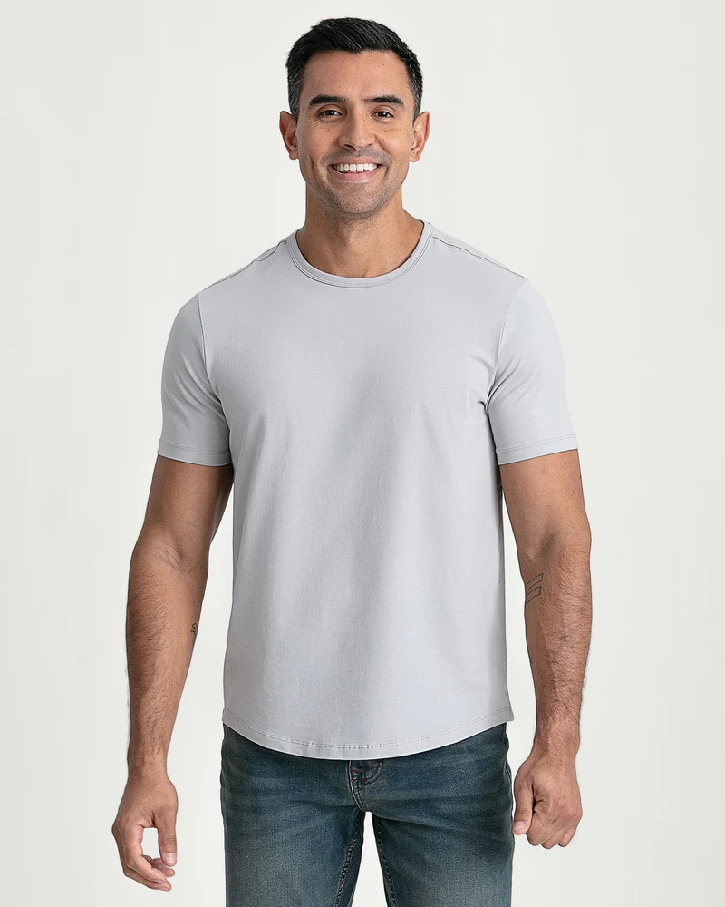 Organic Crew Neck T-Shirt (Slim Fit) / Light Grey
