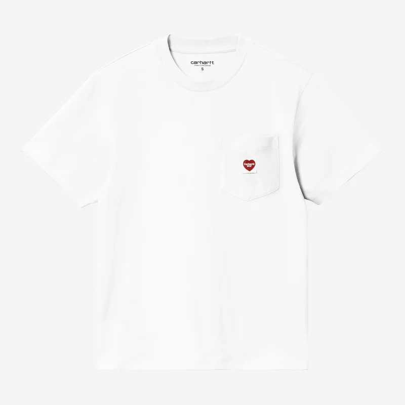 Carhartt WIP T-shirt med litet hjärtmönster och fickor för kvinnor | Vit
