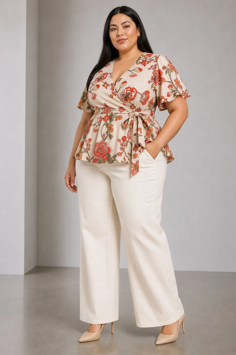 Nelia|Cotton Peplum Top With Tie Up