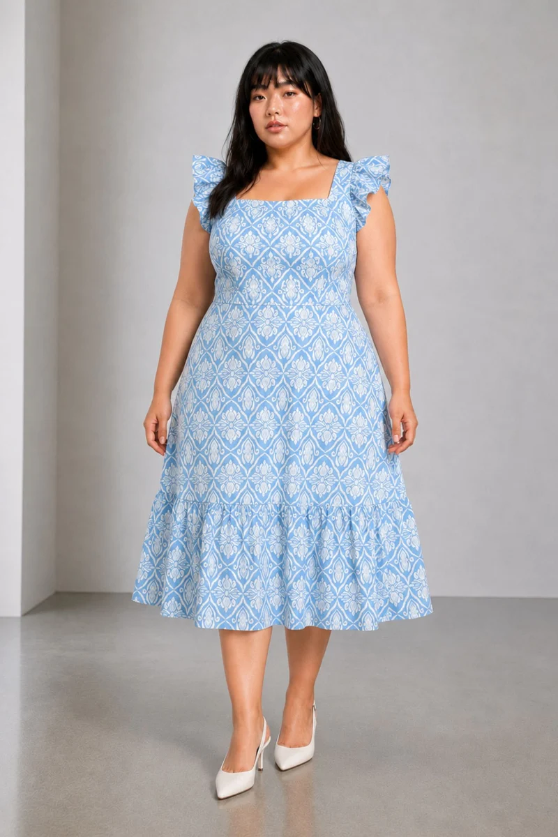 Anessa|Cotton Aline Tiered Midi Dress
