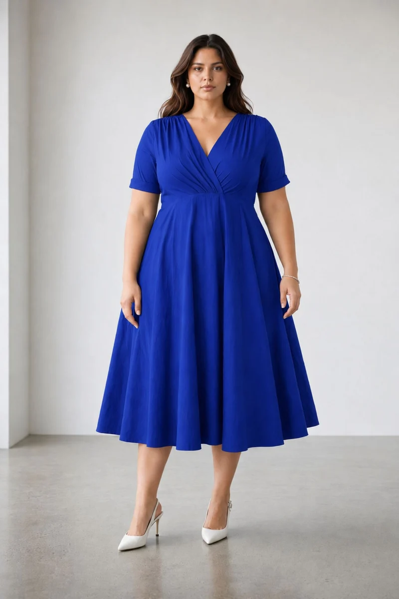 Briova|Cotton Fit And Flare Midi Dress
