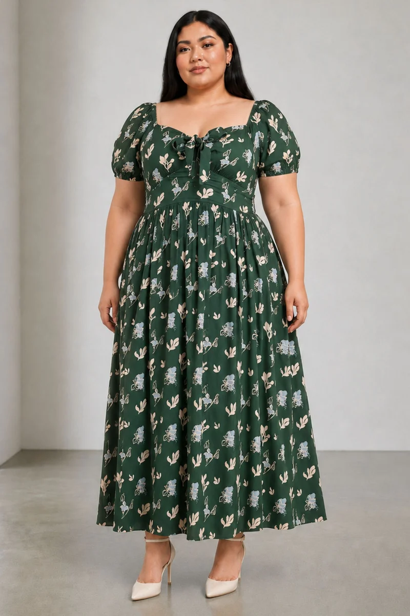 Camira|Viscose Maxi Dress With Front Tie Up