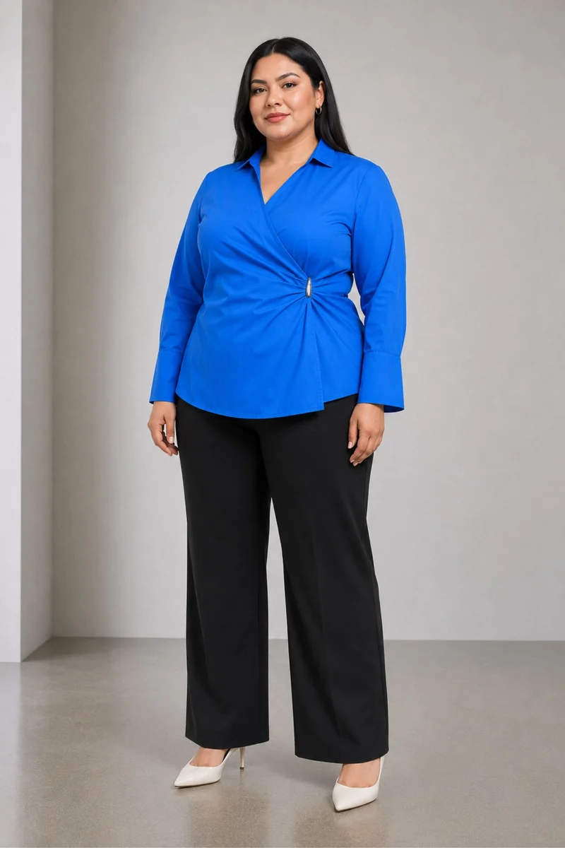 Calen|Tailored Wrap Shirt With Statement Cuffs