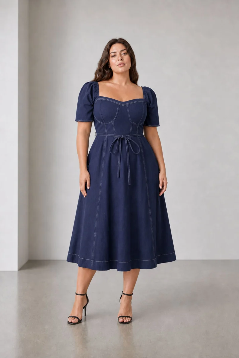 Orelia|100% Viscose Fitted Bodice Flared Dress