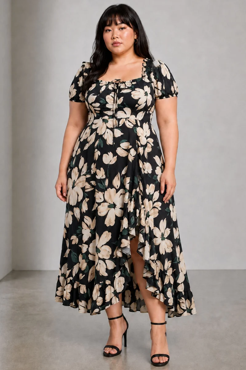 Orlina|Viscose Highlow Maxi Dress