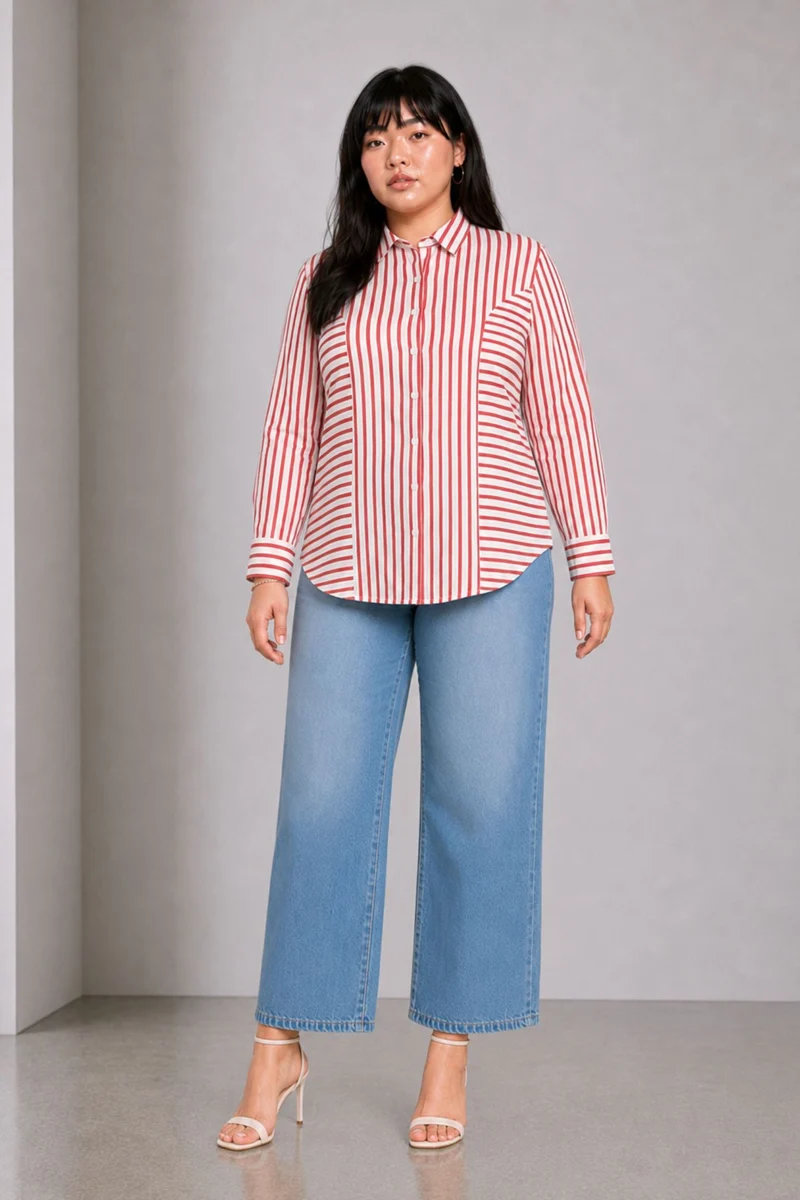 Tessar|Cotton Stripe Panelled Shirt