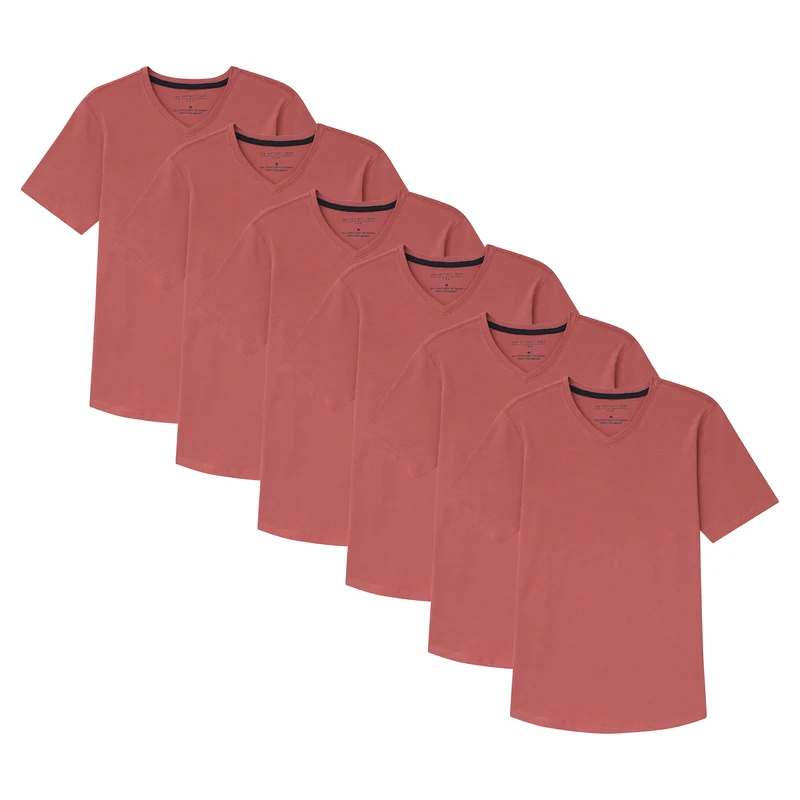 Organic V-Neck T-Shirt 6 Pack (Slim Fit) / Nantucket Red